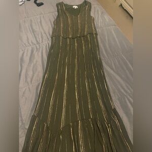 Luxology Olive and Gold Striped Dress
